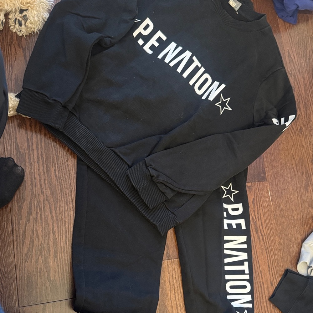 P.E Nation Black and White Logo SET!! Sweatshirt & sweatpants